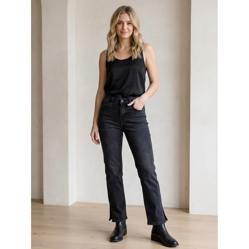 Judy Blue Black High Rise Straight Leg Jeans Size 7/28 JB88451 Stretch Denim